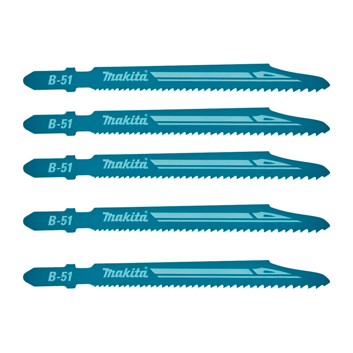 Hộp 5 lưỡi cưa lọng HSS loại cắt siêu nhanh Makita B-06476 dùng cho Inox, số răng 10-18 TPI, chiều dài 100mm, đuôi gài kiểu B ( cấp 3 sao )