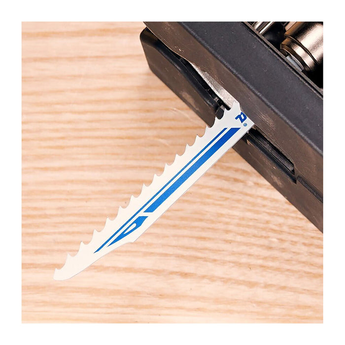 Hộp 5 lưỡi cưa lọng HSS loại cắt siêu nhanh Makita B-06482 dùng cho nhiều loại vật liệu khác nhau, số răng 6-10 TPI, chiều dài 100mm, đuôi gài kiểu B ( Cấp 3 sao )