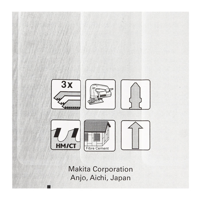 Hộp 3 lưỡi cưa lọng TC/HM Makita B-06909 dùng cho sợi thủy tinh, tấm thạch cao và nhựa FRP, số răng 6 TPI, chiều dài 132mm, đuôi gài kiểu B ( Cấp 3 sao )