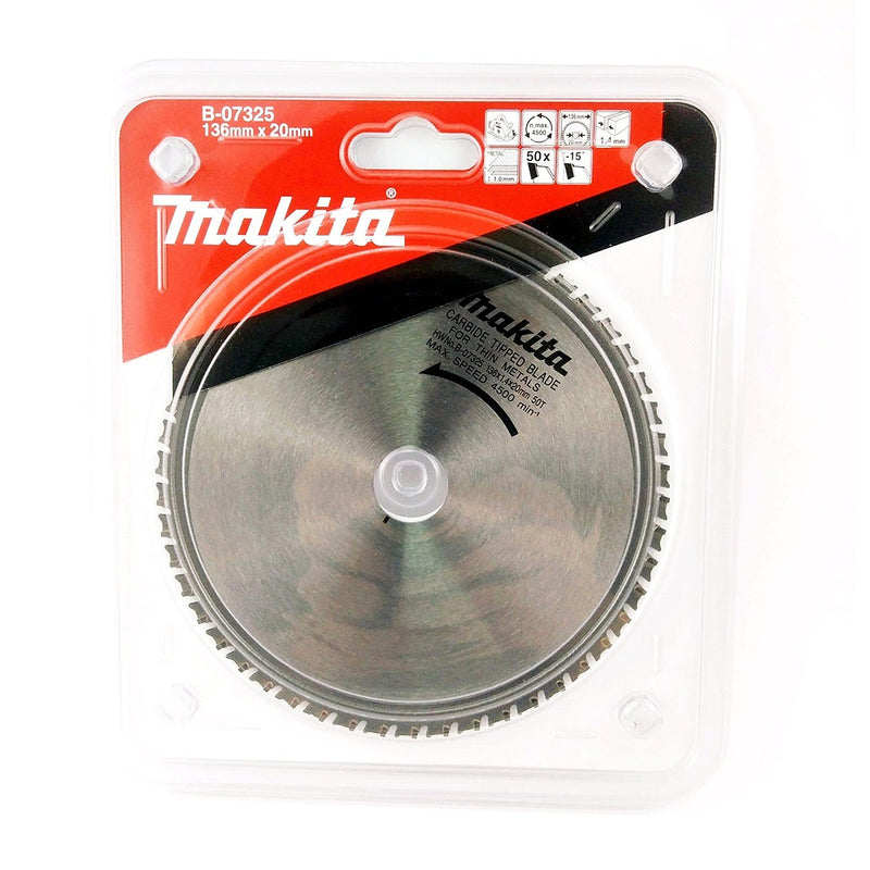 Lưỡi cưa kim loại TCT Makita đường kính 136mm, số răng từ 30-50 kiểu MTCG và ATB, lỗ cốt 20mm dùng cho máy cưa đĩa ( Cấp 3 sao )