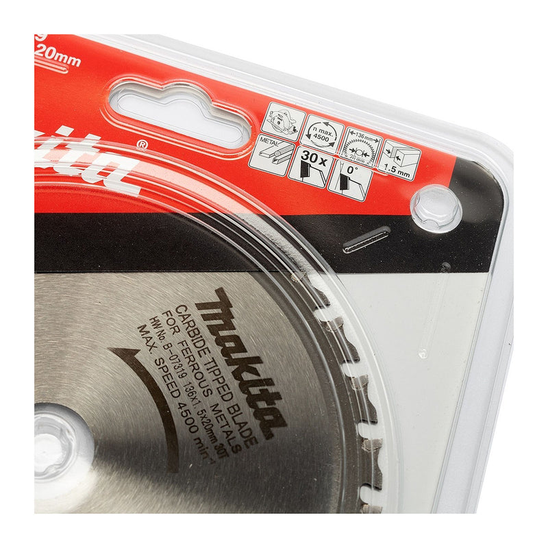 Lưỡi cưa kim loại TCT Makita đường kính 136mm, số răng từ 30-50 kiểu MTCG và ATB, lỗ cốt 20mm dùng cho máy cưa đĩa ( Cấp 3 sao )