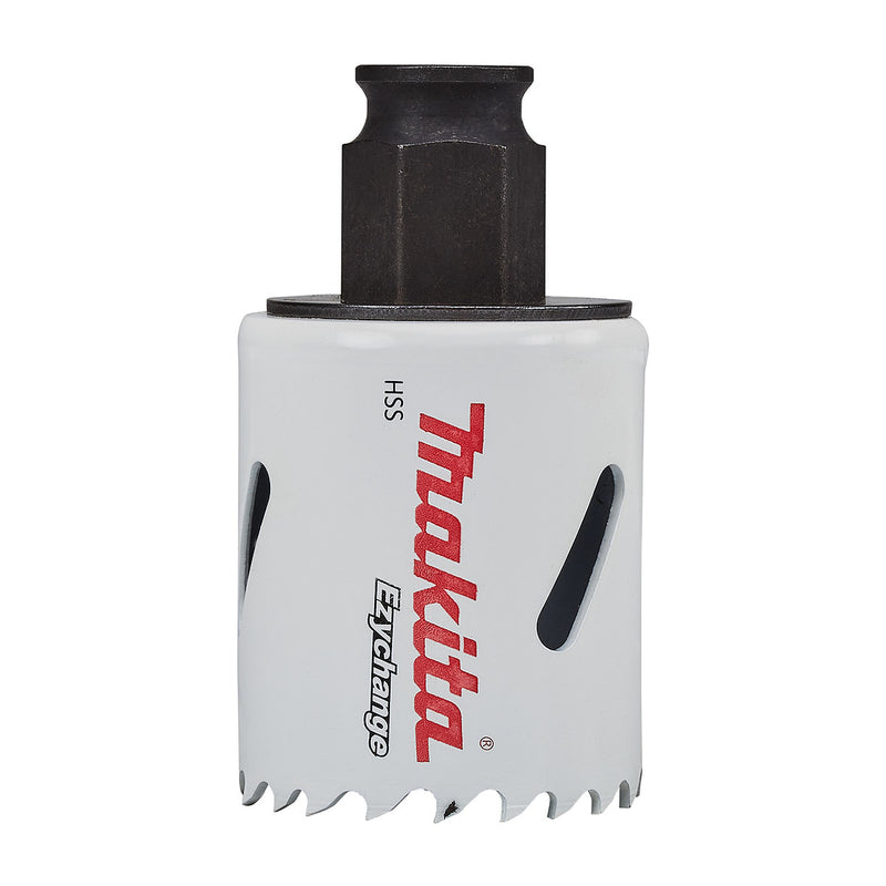 Bộ mũi khoét lỗ kèm mũi định tâm dòng tháo lắp nhanh Ezychange 7 chi tiết Makita B-11988 kích thước từ 20mm-65mm dùng cho Inox, gỗ chất liệu HSS-BiM