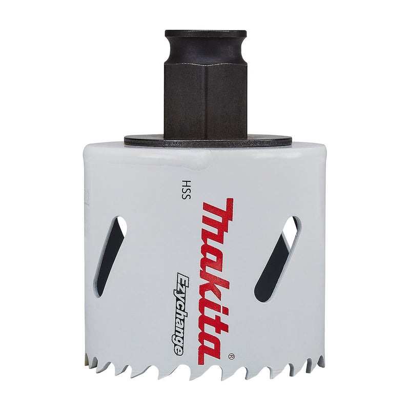 Bộ mũi khoét lỗ kèm mũi định tâm dòng tháo lắp nhanh Ezychange 7 chi tiết Makita B-11988 kích thước từ 20mm-65mm dùng cho Inox, gỗ chất liệu HSS-BiM