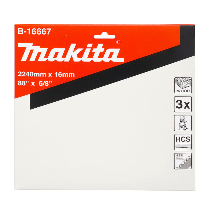 Hộp 3 lưỡi cưa vòng HCS Makita dùng cho gỗ, chiều dài 2240mm, số răng từ 4-6 TPI, răng cưa ( Cấp 3 sao )