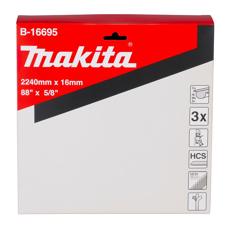 Hộp 3 lưỡi cưa vòng HCS Makita B-16695 dùng cho kim loại, chiều dài 2240mm, số răng 14 TPI, răng cưa ( Cấp 3 sao )