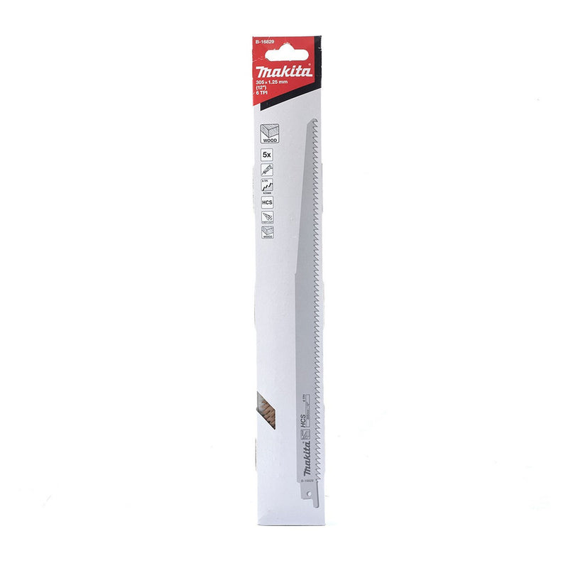 Hộp 5 lưỡi cưa kiếm HCS Makita B-16829 dùng cho gỗ, số răng 6 TPI chiều dài 305mm ( Cấp 3 sao )