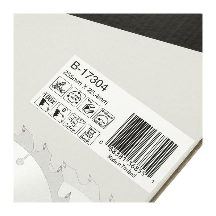 Lưỡi cưa nhôm TCT Makita B-17304 đường kính 255mm, 100 răng kiểu ATB, lỗ cốt 25.4mm dùng cho máy cưa bàn ( Cấp 3 sao )