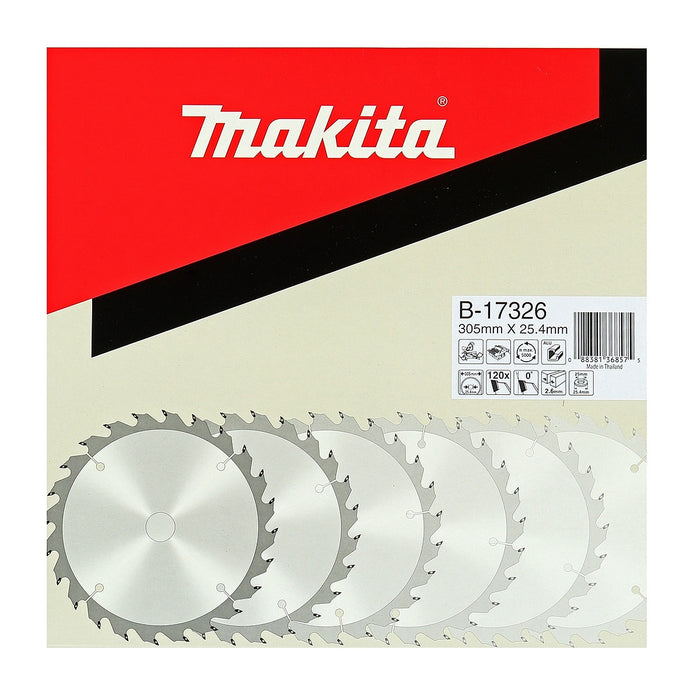 Lưỡi cưa nhôm TCT Makita đường kính 305mm, số răng từ 100-120 kiểu ATB, lỗ cốt 25.4mm dùng cho máy cưa bàn ( Cấp 3 sao )