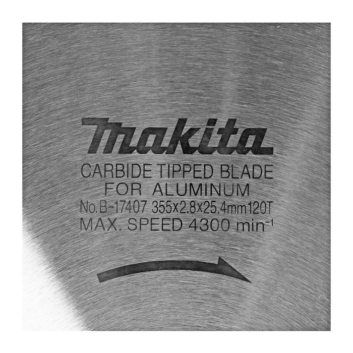 Lưỡi cưa nhôm TCT Makita đường kính 355mm, số răng từ 100-120 kiểu ATB, lỗ cốt 25.4mm dùng cho máy cưa bàn ( Cấp 3 sao )