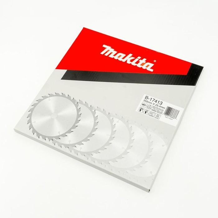 Lưỡi cưa gỗ TCT Makita dòng sản phẩm kinh tế, đường kính 355mm, số răng từ 30-80 kiểu ATB và ATAF, lỗ cốt 25.4mm dùng cho máy cưa bàn ( Cấp 3 sao )