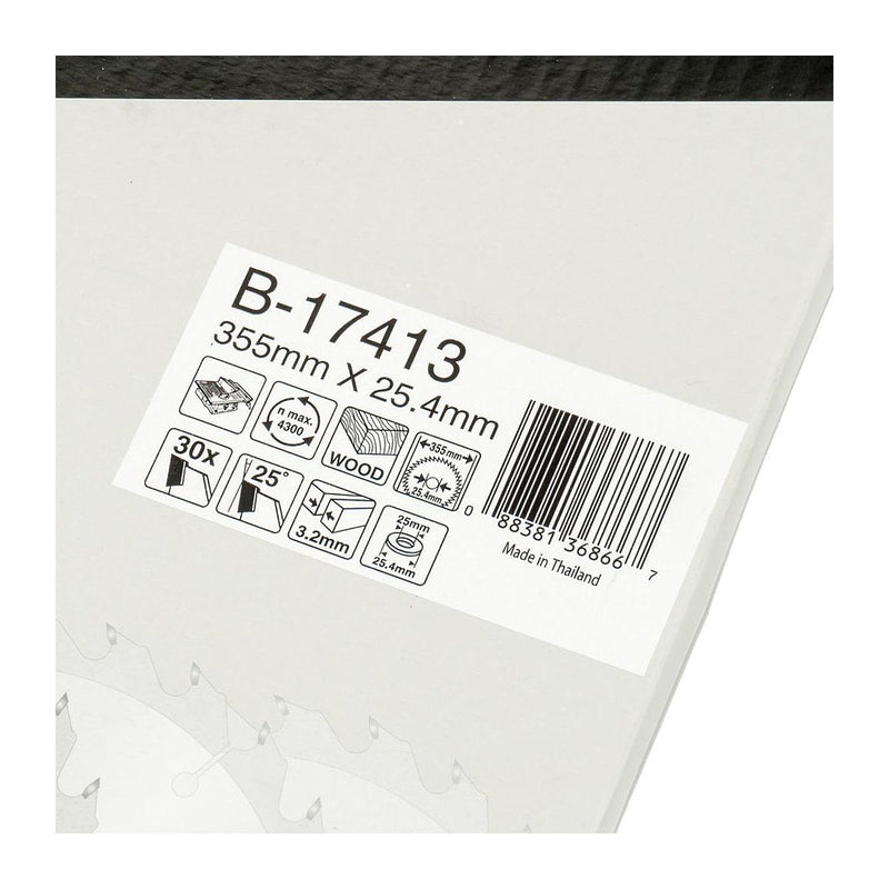 Lưỡi cưa gỗ TCT Makita dòng sản phẩm kinh tế, đường kính 355mm, số răng từ 30-80 kiểu ATB và ATAF, lỗ cốt 25.4mm dùng cho máy cưa bàn ( Cấp 3 sao )