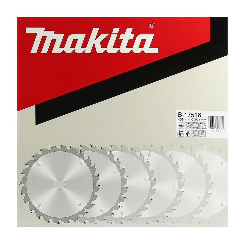 Lưỡi cưa gỗ TCT Makita dòng sản phẩm kinh tế, đường kính 405mm, số răng từ 30-60 kiểu ATAF và ATB, lỗ cốt 25.4mm dùng cho máy cưa bàn ( Cấp 3 sao )