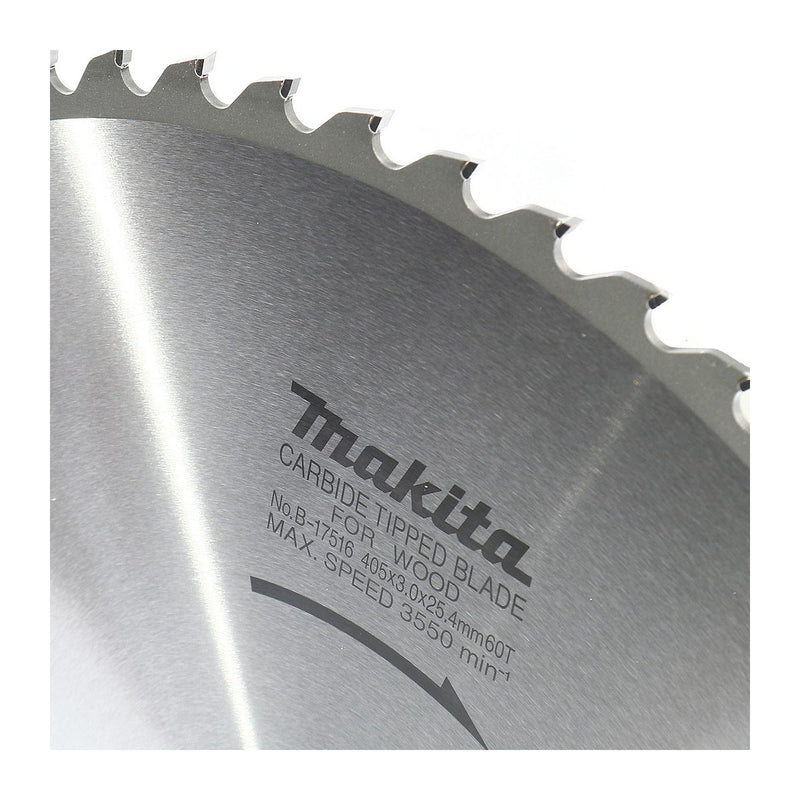 Lưỡi cưa gỗ TCT Makita dòng sản phẩm kinh tế, đường kính 405mm, số răng từ 30-60 kiểu ATAF và ATB, lỗ cốt 25.4mm dùng cho máy cưa bàn ( Cấp 3 sao )