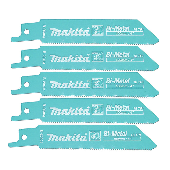 Hộp 5 lưỡi cưa kiếm Bi-Metal Makita B-20410 dùng cho kim loại, số răng 18 TPI chiều dài 100mm ( Cấp 3 sao )