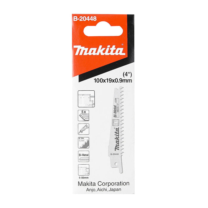 Hộp 5 lưỡi cưa kiếm Bi-Metal Makita B-20448 dùng cưa tấm thạch cao, số răng 6 TPI, chiều dài 100mm ( Cấp 3 sao )