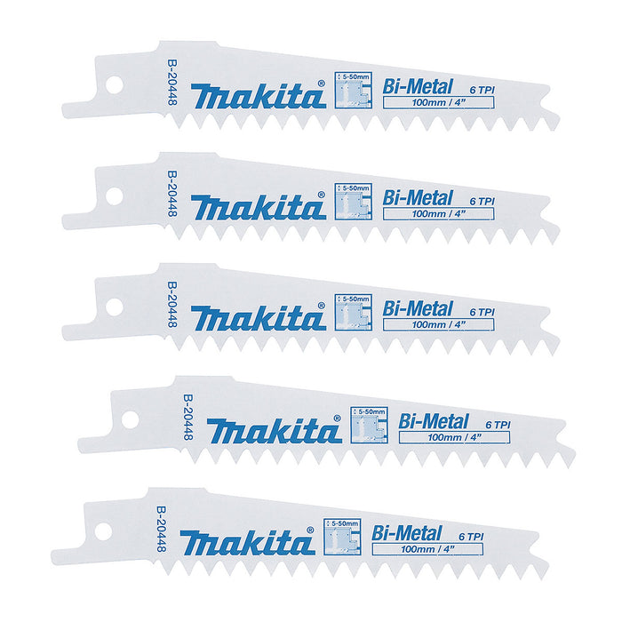 Hộp 5 lưỡi cưa kiếm Bi-Metal Makita B-20448 dùng cưa tấm thạch cao, số răng 6 TPI, chiều dài 100mm ( Cấp 3 sao )