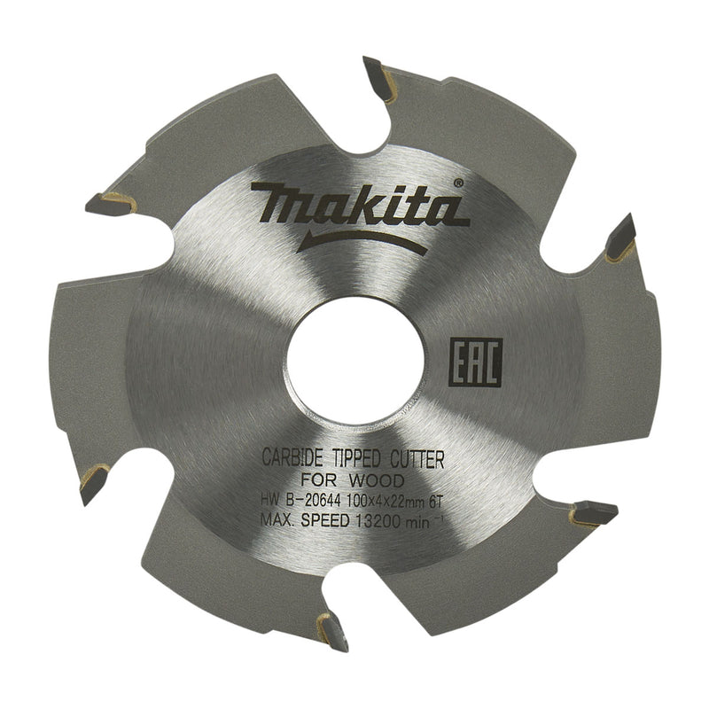 Lưỡi cưa gỗ TCT Makita B-20644 đường kính 100mm, 6 răng kiểu ATAF, lỗ cốt 20mm chứng nhận EAC dùng cho máy cưa bàn ( Cấp 3 sao )
