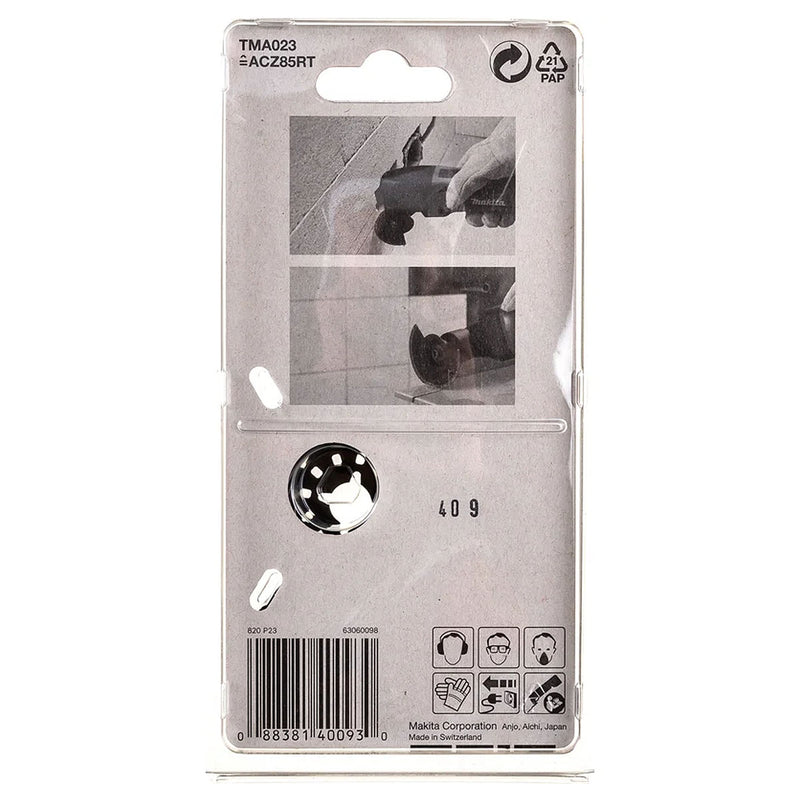 Lưỡi cắt rung Makita B-21490 (TMA023) dùng cắt tường gạch, ron, mạch hồ, bề rộng lưỡi 85mm, chuẩn Starlock, OIS