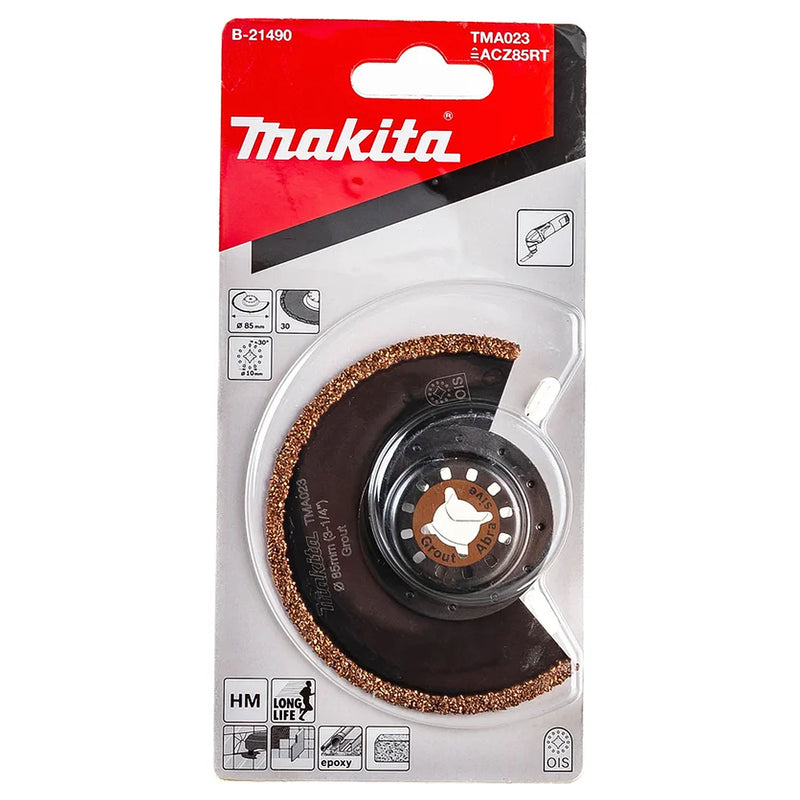Lưỡi cắt rung Makita B-21490 (TMA023) dùng cắt tường gạch, ron, mạch hồ, bề rộng lưỡi 85mm, chuẩn Starlock, OIS