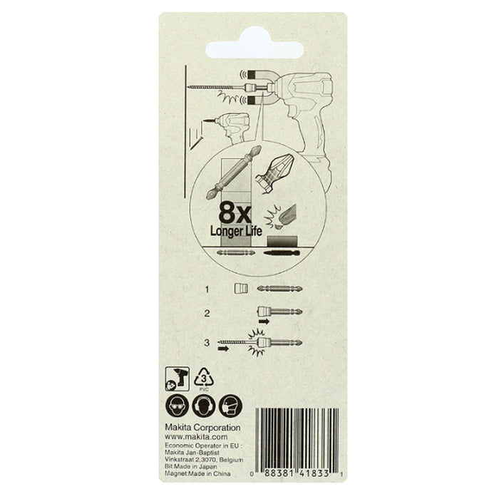 Mũi vặn vít 2 đầu, có nam châm tăng lực hút Makita B-30483 kích thước PH2, chiều dài 65mm, đuôi lục giác 6.35mm (1/4 inch)