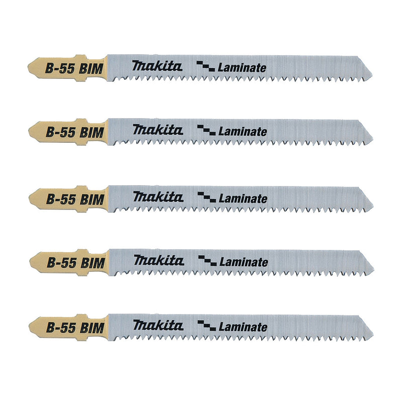 Hộp 5 lưỡi cưa lọng Bi-Metal Makita B-31887 dùng cho ván ép Laminate, nhựa số răng 14 TPI, chiều dài 100mm, đuôi gài kiểu B ( Cấp 3 sao )