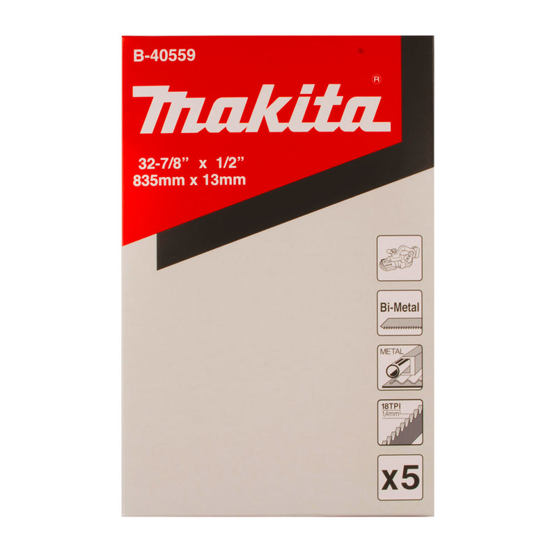 Hộp 5 lưỡi cưa vòng Bi-Metal Makita dùng cho Inox và kim loại cứng, chiều dài 835mm, số răng từ 14-24 TPI, răng dạng sóng ( Cấp 3 sao )