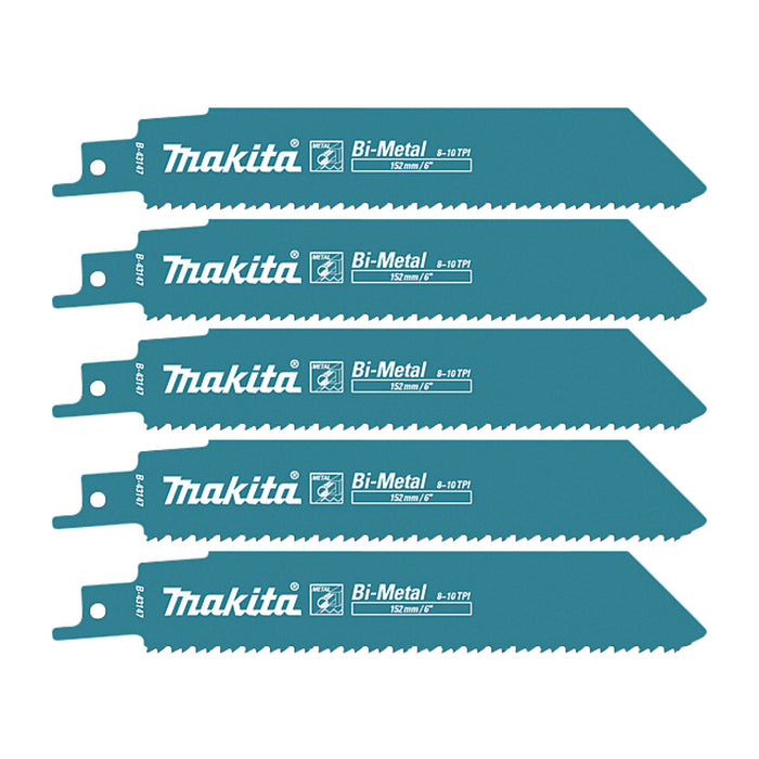 Hộp 5 lưỡi cưa kiếm Bi-Metal Makita dùng cho kim loại dày, số răng 8+10 TPI chiều dài từ 152mm-305mm ( Cấp 3 sao )