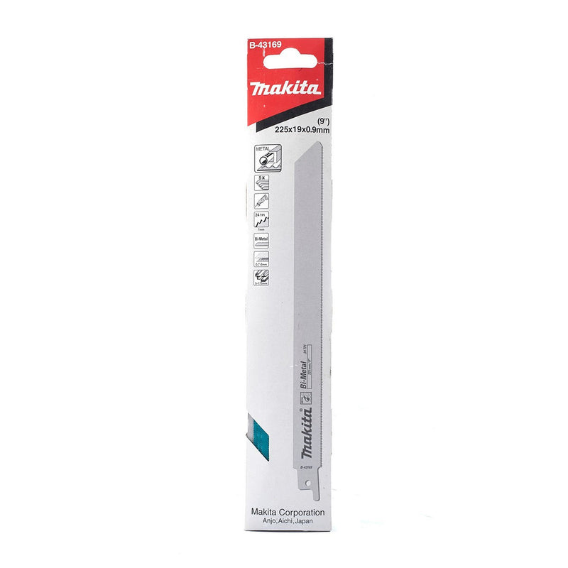 Hộp 5 lưỡi cưa kiếm Bi-Metal Makita B-43169 dùng cho kim loại, số răng 24 TPI, chiều dài 225mm ( Cấp 3 sao )