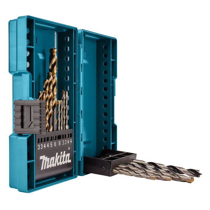 Bộ mũi khoan tổng hợp 21 chi tiết Makita B-44884 kích thước từ 3mm - 8mm, đuôi trơn