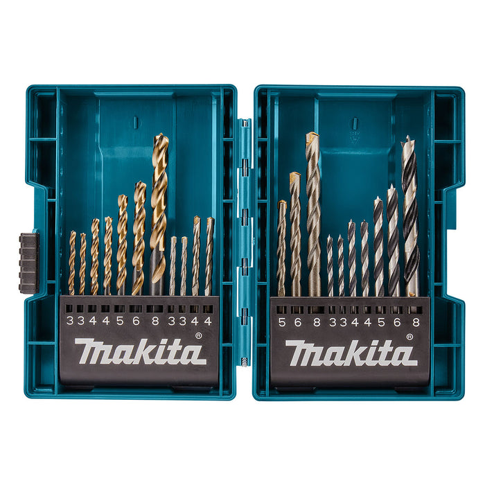 Bộ mũi khoan tổng hợp 21 chi tiết Makita B-44884 kích thước từ 3mm - 8mm, đuôi trơn