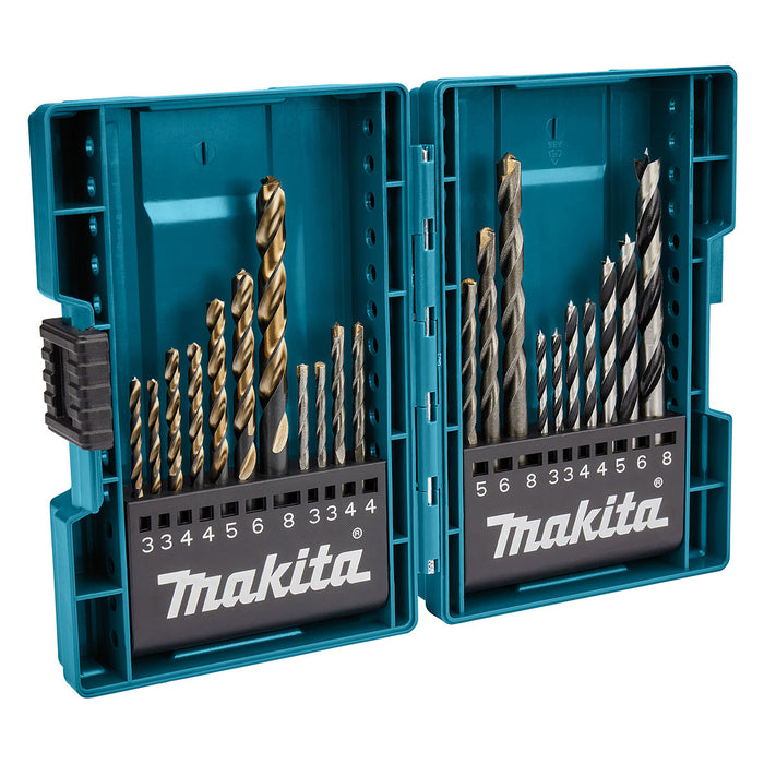 Bộ mũi khoan tổng hợp 21 chi tiết Makita B-44884 kích thước từ 3mm - 8mm, đuôi trơn