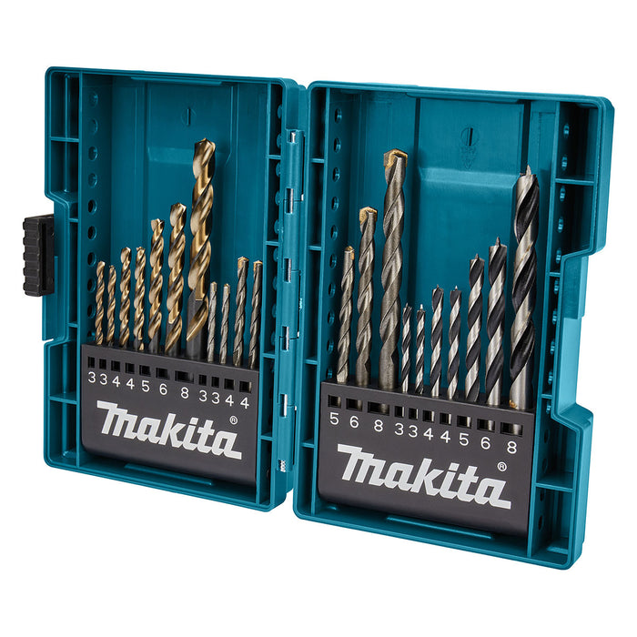Bộ mũi khoan tổng hợp 21 chi tiết Makita B-44884 kích thước từ 3mm - 8mm, đuôi trơn