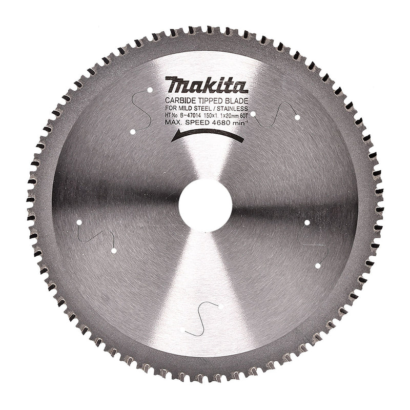 Lưỡi cưa Inox TCT Makita B-47014 đường kính 150mm, 60 răng kiểu SMTCG, khe Laser giảm rung lỗ cốt 20mm dùng cho máy cưa đĩa ( Cấp 3 sao )
