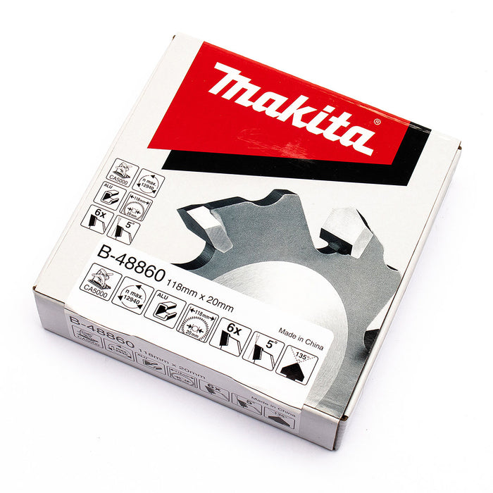 Lưỡi cưa nhôm TCT Makita đường kính 118mm, 6 răng kiểu TCG lỗ cốt 20mm, dùng cho máy cắt rãnh hợp kim nhôm CA5000 ( Cấp chuyên dụng )
