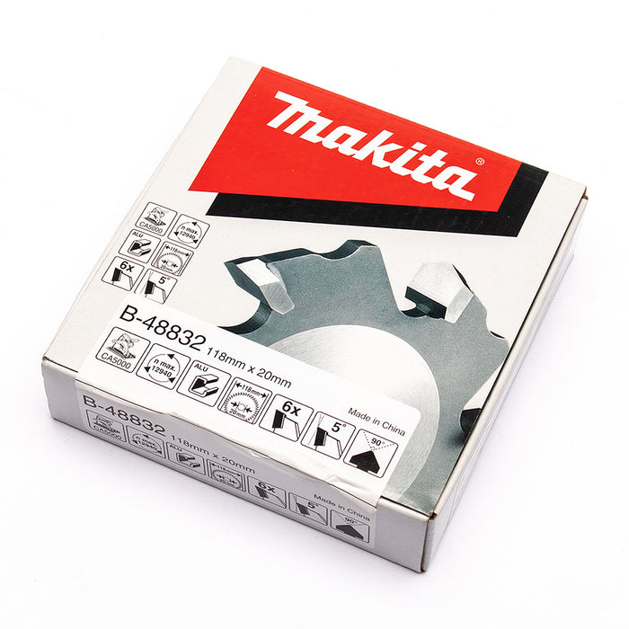 Lưỡi cưa nhôm TCT Makita đường kính 118mm, 6 răng kiểu TCG lỗ cốt 20mm, dùng cho máy cắt rãnh hợp kim nhôm CA5000 ( Cấp chuyên dụng )