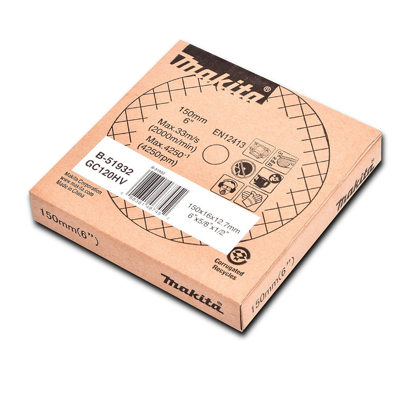 Đá mài kim loại 150mm ( 6 inch ) Makita dày 16mm, lỗ cốt 12.7mm ( 1/2 inch ) tương thích với máy mài 2 đá ( Cấp 3 sao )