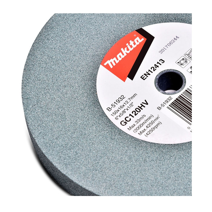 Đá mài kim loại 150mm ( 6 inch ) Makita dày 16mm, lỗ cốt 12.7mm ( 1/2 inch ) tương thích với máy mài 2 đá ( Cấp 3 sao )