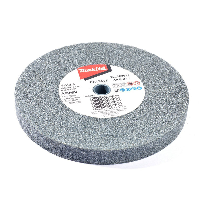 Đá mài kim loại 150mm ( 6 inch ) Makita dày 16mm, lỗ cốt 12.7mm ( 1/2 inch ) tương thích với máy mài 2 đá ( Cấp 3 sao )