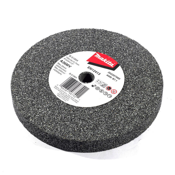 Đá mài kim loại 150mm ( 6 inch ) Makita dày 16mm, lỗ cốt 12.7mm ( 1/2 inch ) tương thích với máy mài 2 đá ( Cấp 3 sao )