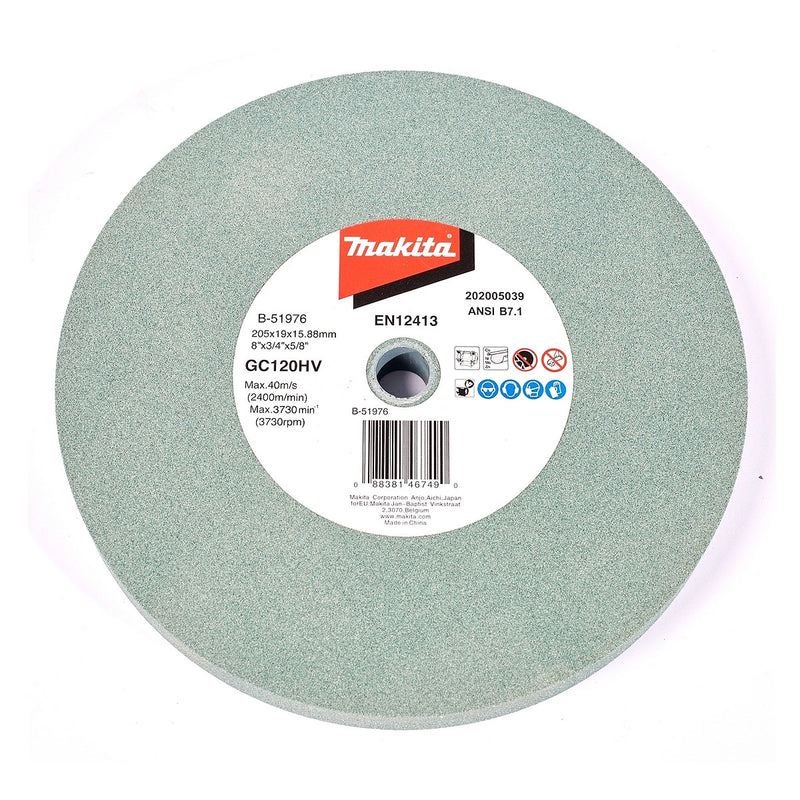Đá mài kim loại màu 205mm ( 8 inch ) Makita dày 19mm, lỗ cốt 15.88 ( 5/8 inch ) tương thích với máy mài 2 đá ( Cấp 3 sao )