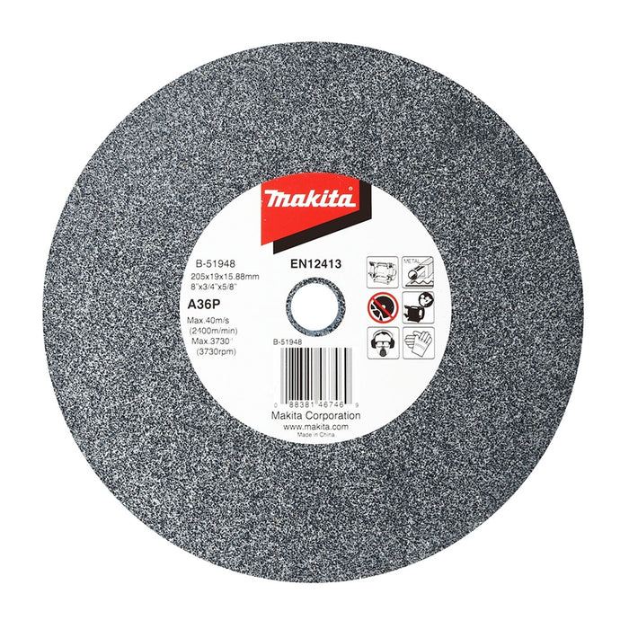 Đá mài kim loại màu 205mm ( 8 inch ) Makita dày 19mm, lỗ cốt 15.88 ( 5/8 inch ) tương thích với máy mài 2 đá ( Cấp 3 sao )