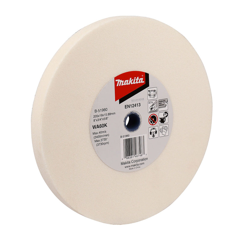 Đá mài Inox 205mm ( 8 inch ) Makita B-51960 dày 19mm, lỗ cốt 15.88mm ( 5/8 inch ) tương thích với máy mài 2 đá ( Cấp 3 sao )