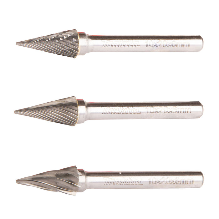 Mũi mài hợp kim Makita hình chóp nhọn (SM), đường kính mũi 10mm, đuôi trơn 6mm ( Cấp 3 sao )