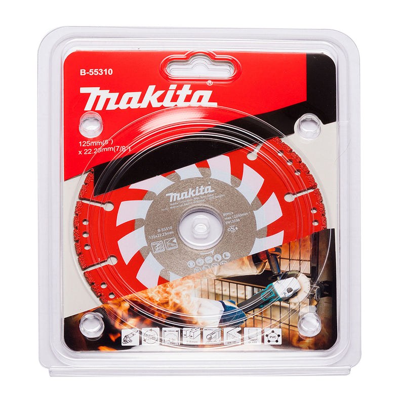 Lưỡi cắt kim cương 125mm hàn chân không Makita B-55310 dùng cắt đa vật liệu, lỗ cốt 22.23mm ( Cấp chuyên dụng )