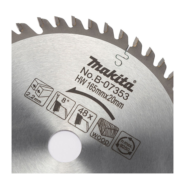 Lưỡi cưa gỗ TCT Makita đường kính 165mm, số răng từ 28-48 kiểu ATB, lỗ cốt 20mm dùng cho máy cưa đĩa cắt sâu ( Cấp 3 sao )