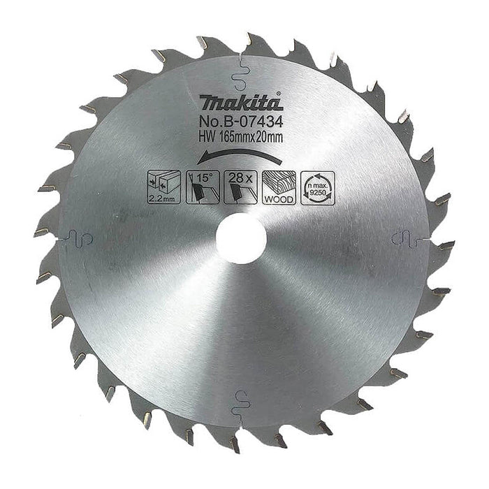 Lưỡi cưa gỗ TCT Makita đường kính 165mm, số răng từ 28-48 kiểu ATB, lỗ cốt 20mm dùng cho máy cưa đĩa cắt sâu ( Cấp 3 sao )