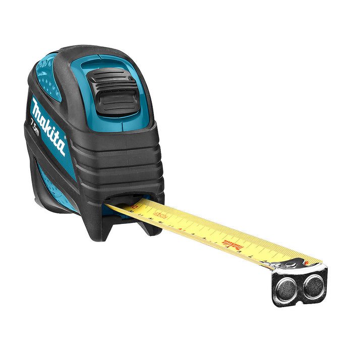 Thước cuộn thép bọc cao su, có móc đeo hông chống rơi rớt Makita B-57174 chiều dài 7.5m