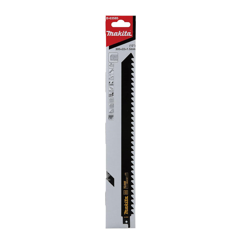 Hộp 2 lưỡi cưa kiếm TC/HM Makita B-63585 dùng cho bê tông khí, gạch mềm, epoxy số răng 3 TPI, chiều dài 305mm ( Cấp 3 sao )
