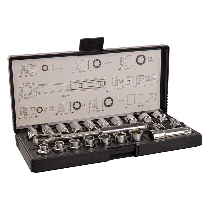 Bộ đầu tuýp và cần siết tự động xuyên tâm 21 chi tiết Makita B-65604