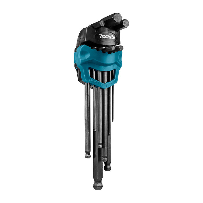 Bộ lục giác đầu bi hệt mét 9 chi tiết Makita B-65894 kích thước từ 1.5mm - 10mm